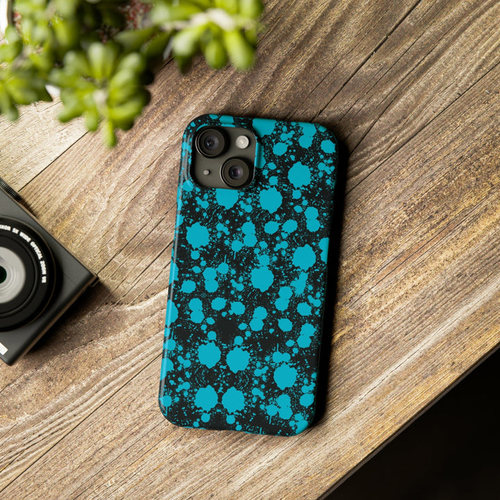 Slim Cute Phone Cases for Iphone - | iPhone 15 Case | iPhone 15 Pro Max Case, Iphone 14 Case, Iphone 14 Pro Max, Iphone 13, Blue Paint Blots Splash - Studio40ParkLane