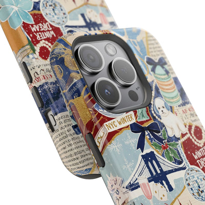 New York Winter Coquette Collage Tough Magsafe Cute Phone Cases for Iphone | iPhone 17 Pro Max Case, Iphone 16, Iphone 15 14 13 12 11 10 9