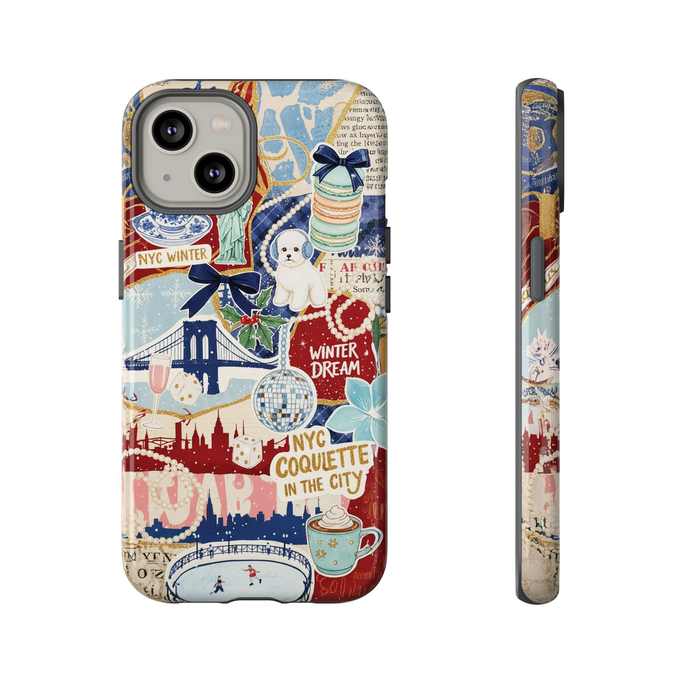 New York Winter Coquette Collage Tough Premium Phone Case - For iPhone 17 Pro Max iPhone 16 Pro iPhone 15 Iphone 14 Plus 13 Pro 12 11 10 XR