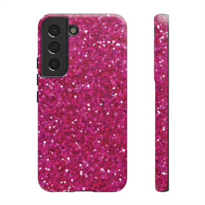 Chic Pink Faux Play on Glitter Effect Cute Phone Case, for IPhone 16 pro Max | Iphone 15, Iphone 14, IPhone 13 Case, 11 8 7, Samsung Galaxy S24, S23, S22, S21, 2 Layer Protection