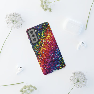 Faux Chic Play on Glitter Effect Cute Phone Case, for IPhone 16 pro Max | Iphone 15, Iphone 14, IPhone 13 Case, 11 8 7, Samsung Galaxy S24, S23, S22, S21, 2 Layer Protection