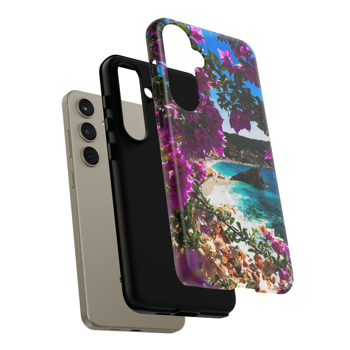 Impact Resistant, Bougainvillea Seaview, Cute Phone Cases for Samsung S24, S23, S22, S21, IPhone 15 pro Iphone 14 pro Iphone 13 IPhone 12 Iphone 11