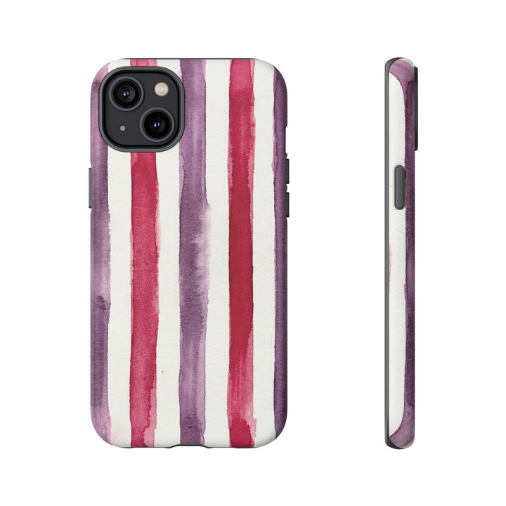 Tough Cute Wine Red Purple Stripes Phone Case, for IPhone 17 Pro Max | Iphone 17 Air, Iphone 16, IPhone 15, 14 13 12, Samsung Galaxy S26, S25, S24, S23 - Studio40ParkLane