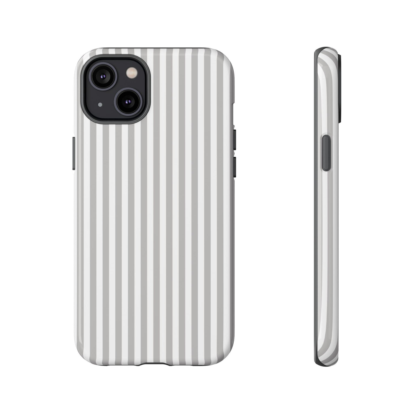 Tough Premium Ash Grey Stripes Phone Case Gift for Her - For Apple iPhone 16 Pro Max 16e iPhone 15 Pro iPhone Iphone 14 Plus 13 Pro 12 SE XR - Studio40ParkLane