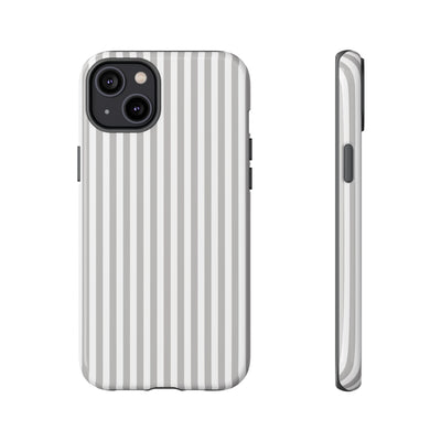 Tough Premium Ash Grey Stripes Phone Case Gift for Her - For Apple iPhone 16 Pro Max 16e iPhone 15 Pro iPhone Iphone 14 Plus 13 Pro 12 SE XR - Studio40ParkLane