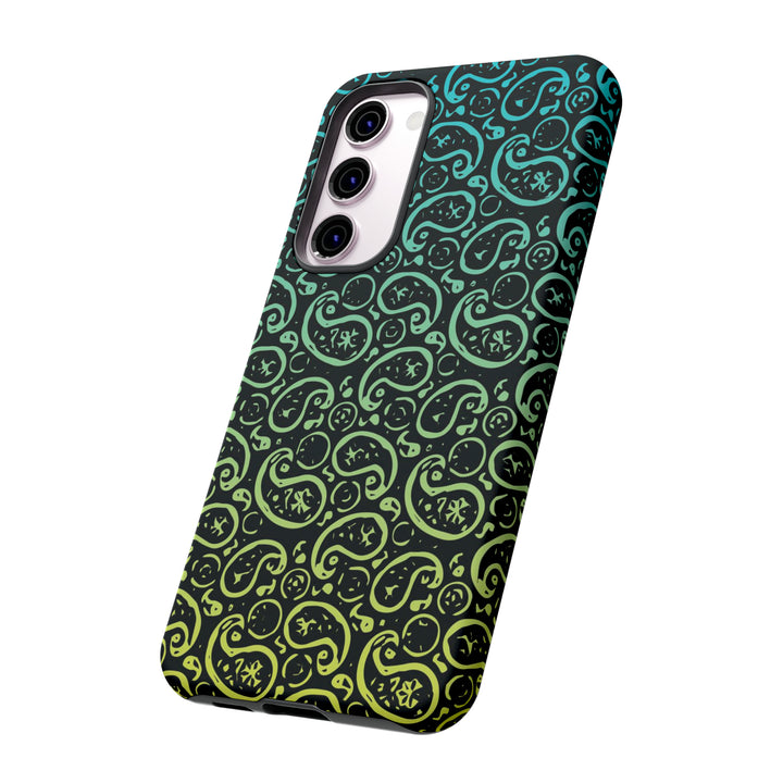 Cute Samsung Phone Case | Aesthetic Samsung Phone Case | Paisley Blue Yellow Black | Galaxy S23, S22, S21, S20 | Luxury Double Layer | Cool - Studio40ParkLane