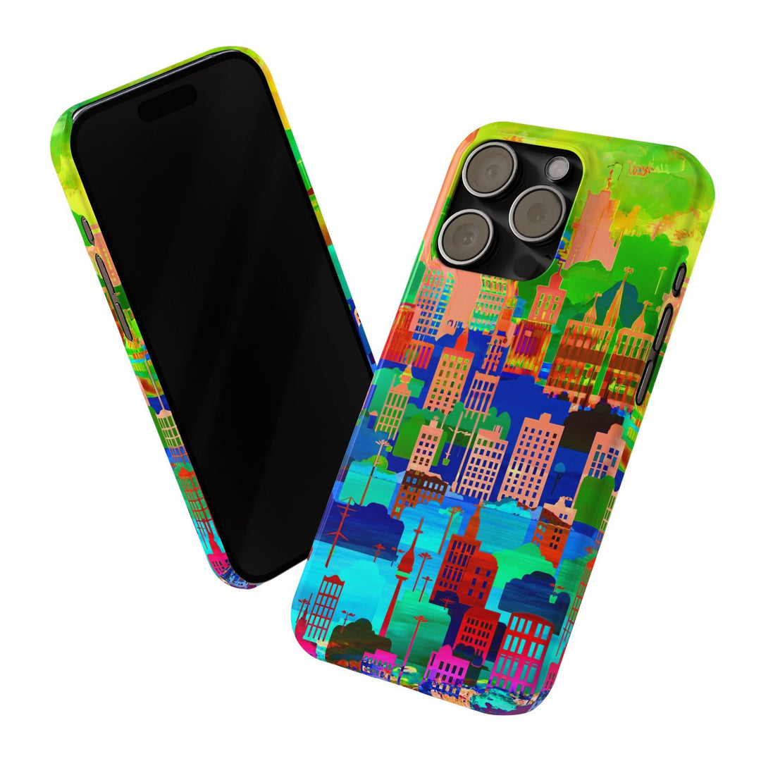 Slim Cute Phone Cases for Iphone - | iPhone 15 Case | iPhone 15 Pro Max Case, Iphone 14 Case, Iphone 14 Pro Max, Iphone 13, Summer City Skyline - Studio40ParkLane