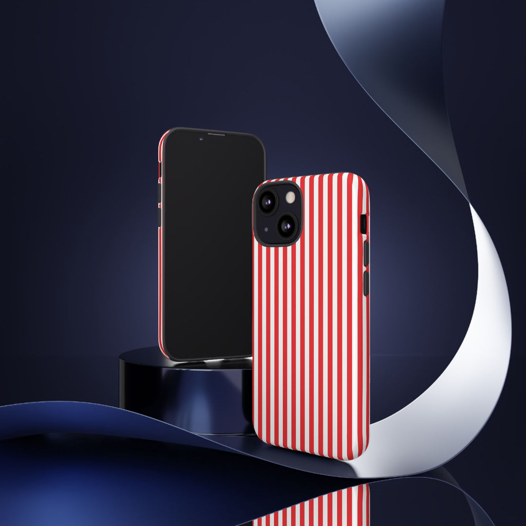 Tough Premium Poppy Red Stripes Phone Case Gift for Her - For Apple iPhone 16 Pro Max 16e iPhone 15 Pro iPhone Iphone 14 Plus 13 Pro 12 SE XR - Studio40ParkLane