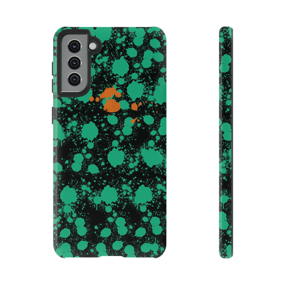 Cute Samsung Phone Case | Aesthetic Samsung Phone Case | Paint Splash Green Orange | Galaxy S23, S22, S21, S20 | Luxury Double Layer | Cool - Studio40ParkLane