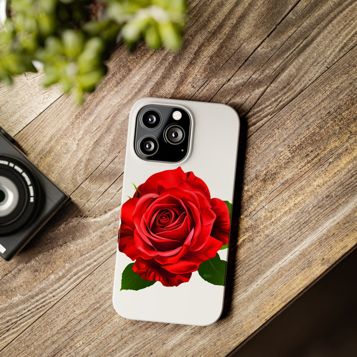Slim Red Rose Flowers Gift for Her Cute Phone Cases for Iphone 16 Pro Max | iPhone 15 Case | iPhone 15 Pro Max Case, Iphone 14, Iphone 14 Pro Max, Iphone 13 12 11 8 7 - Studio40ParkLane