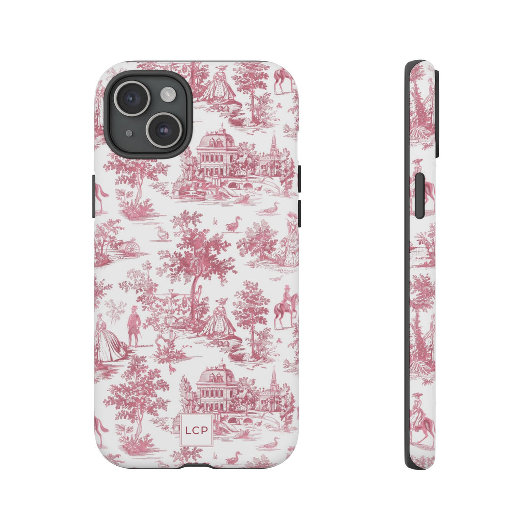 Personalized Custom French Toile Tough Cute Phone Case For Apple iPhone 18, 17, 16, 15 14, Pro Max, Samsung Galaxy S26, S25, S24 Plus Ultra