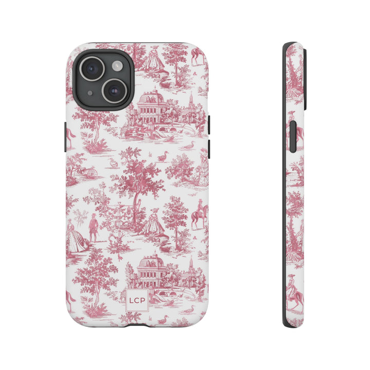 Personalized Custom French Toile Tough Cute Phone Case For Apple iPhone 18, 17, 16, 15 14, Pro Max, Samsung Galaxy S26, S25, S24 Plus Ultra