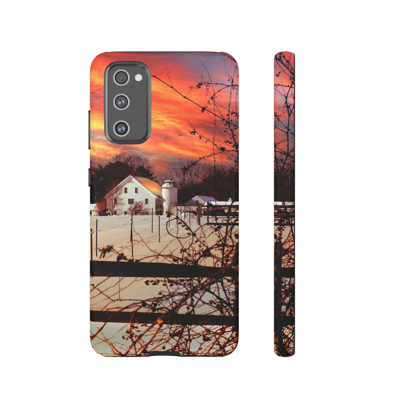 Impact Resistant, Winter Sunset Cute Phone Cases for Samsung S24, S23, S22, S21, IPhone 15 pro Iphone 14 pro Iphone 13 IPhone 12 Iphone 11