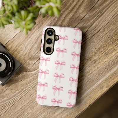 Pink Bows Cute Phone Case, for IPhone 16 Pro Max | Iphone 15, Iphone 14, IPhone 13 Case, 11 8 7, Samsung Galaxy S24, S23, S22, S21, 2 Layer Protection