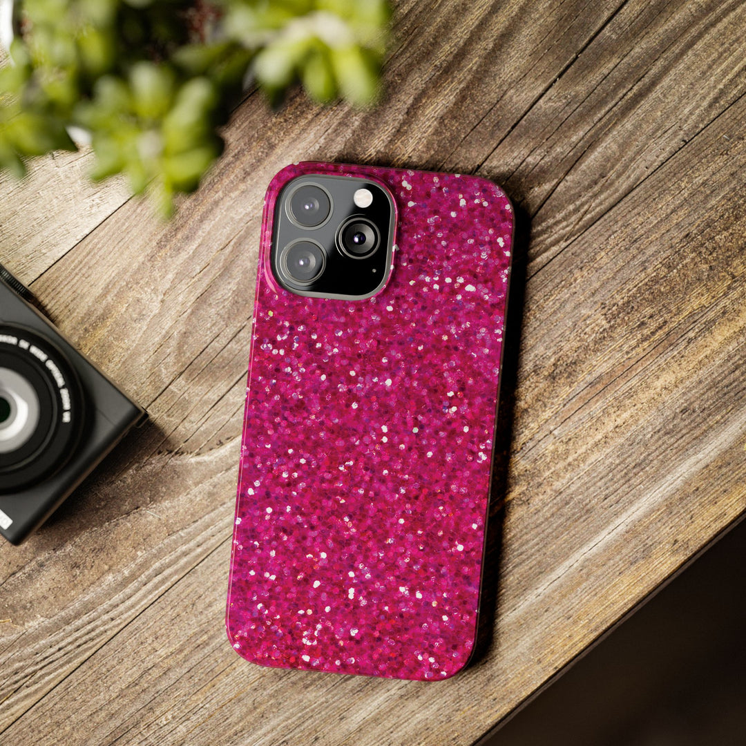 Slim Muted Pink Faux Play on Glitter Effect Cute Phone Cases for Iphone 16 Pro Max | iPhone 15 Case | iPhone 15 Pro Max Case, Iphone 14, Iphone 14 Pro Max, Iphone 13 12 11 8 7 - Studio40ParkLane