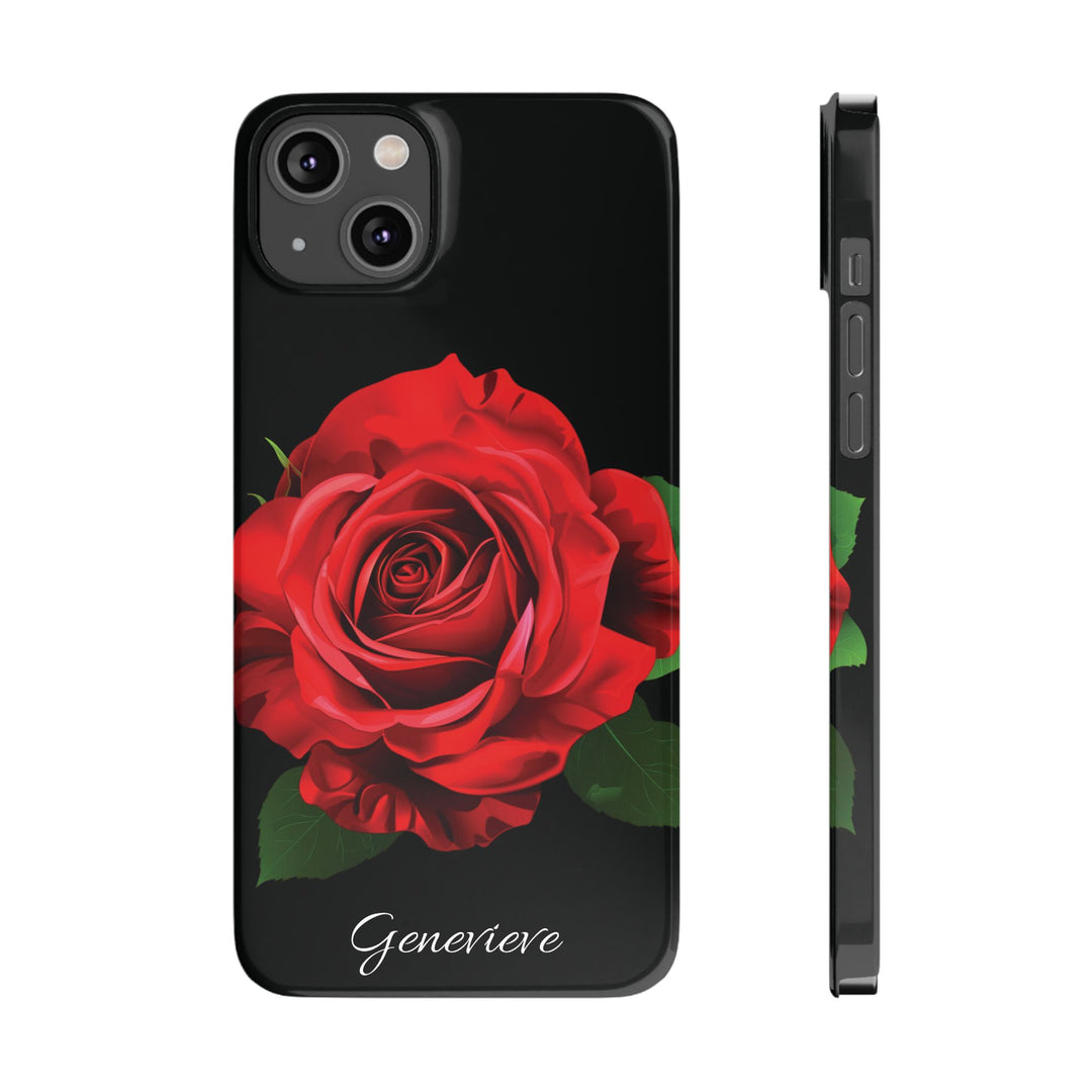 Slim Custom Personalized Red Rose Flowers Gift for Her Cute Phone Cases for Iphone 16 Pro Max | iPhone 15 Case | iPhone 15 Pro Max Case, Iphone 14, Iphone 14 Pro Max, Iphone 13 12 11 8 7 - Studio40ParkLane