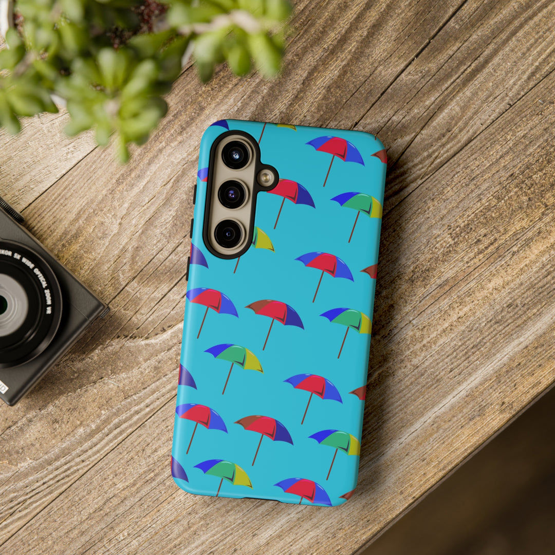 Cute Samsung Phone Case | Aesthetic Samsung Phone Case | Galaxy S23, S22, S21, S20 | Colorful Beach Parasols Blue, Protective Phone Case - Studio40ParkLane