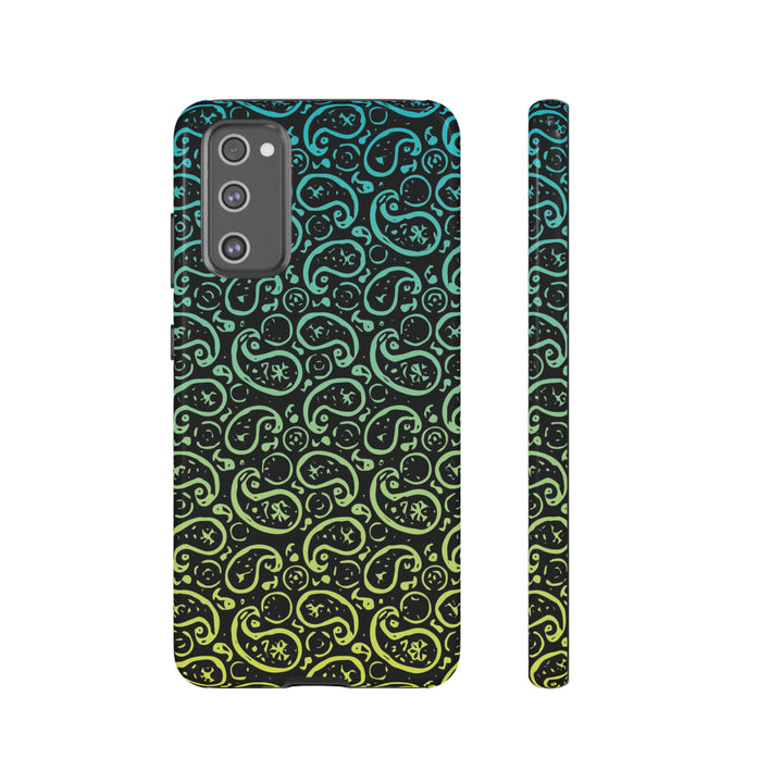 Cute Samsung Phone Case | Aesthetic Samsung Phone Case | Paisley Blue Yellow Black | Galaxy S23, S22, S21, S20 | Luxury Double Layer | Cool - Studio40ParkLane