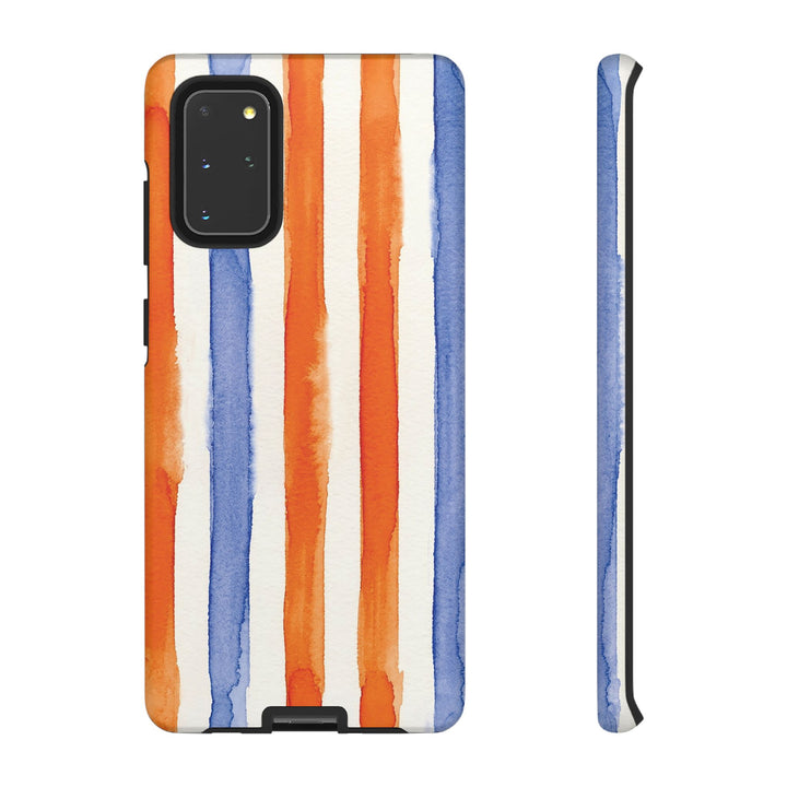 Tough Cute Blue Orange Stripes Phone Case, for IPhone 17 Pro Max | Iphone 17 Air, Iphone 16, IPhone 15, 14 13 12, Samsung Galaxy S26, S25, S24, S23 - Studio40ParkLane