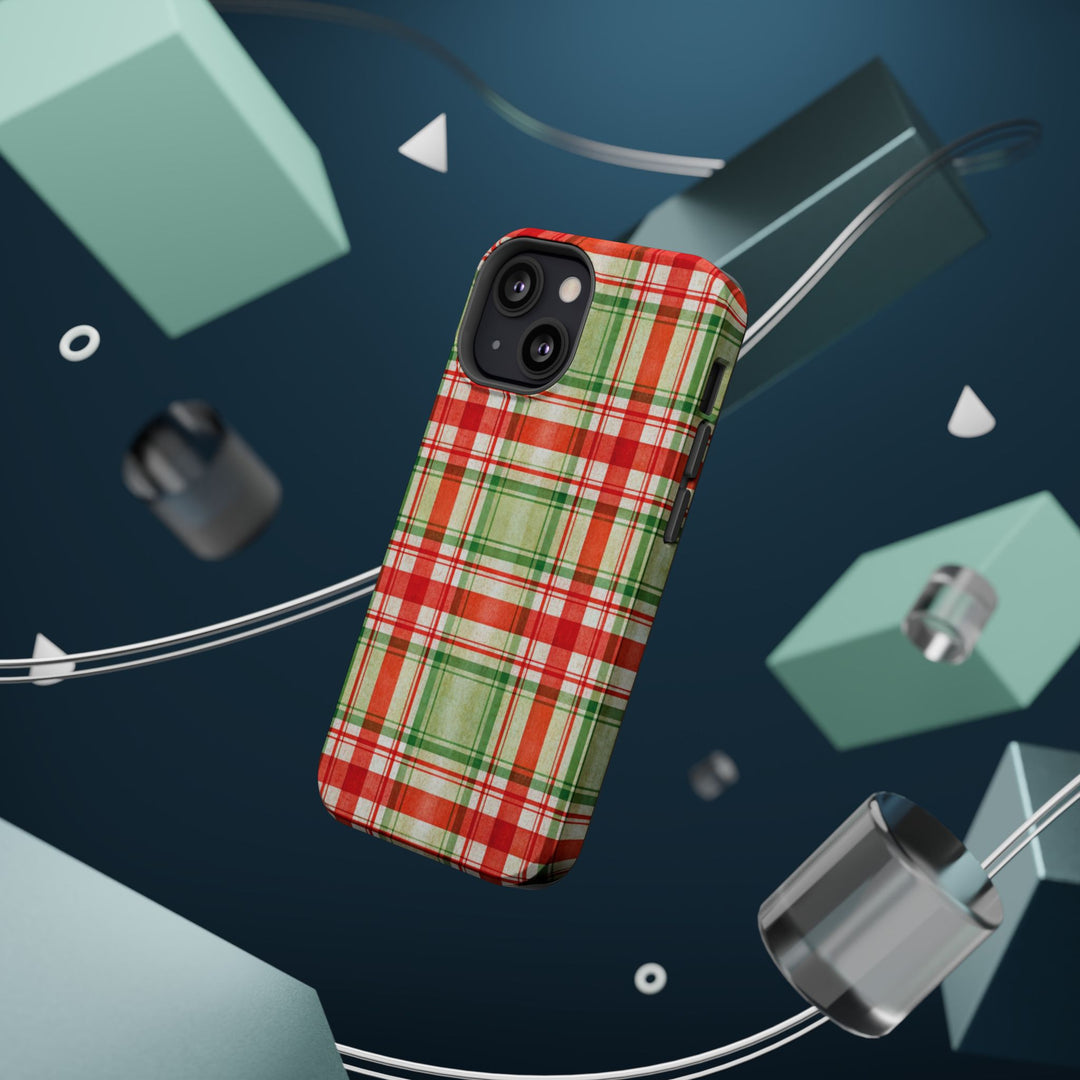 Aesthetic Tough Magsafe Red Green Checkered Phone Case - For iPhone 17 Pro Max iPhone 16 Pro iPhone 15 Iphone 14 Plus 13 Pro 12 11 10 - Studio40ParkLane