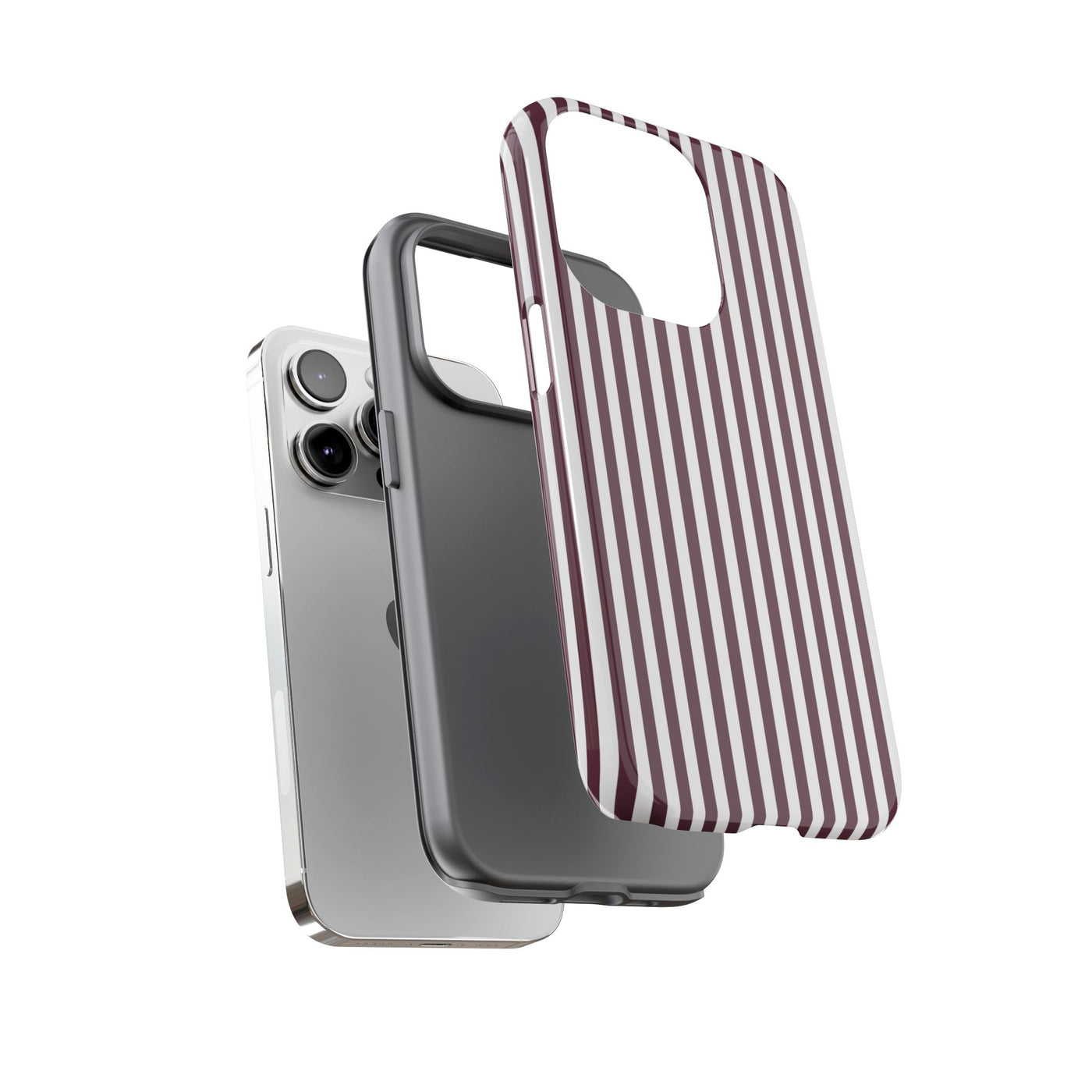 Tough Premium Burgundy Stripes Phone Case Gift for Her - For Apple iPhone 16 Pro Max 16e iPhone 15 Pro iPhone Iphone 14 Plus 13 Pro 12 SE XR - Studio40ParkLane