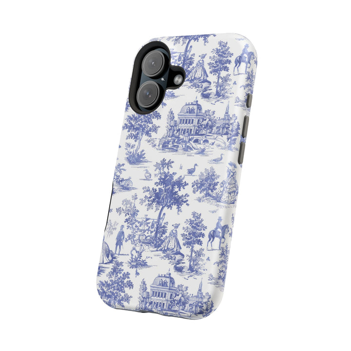 Blue Toile Magnetic Impact-Resistant Cute Phone Case for Iphone 16, iPhone 15 Pro Max Plus 14, 13, 12, 11 Gift for her - Studio40ParkLane
