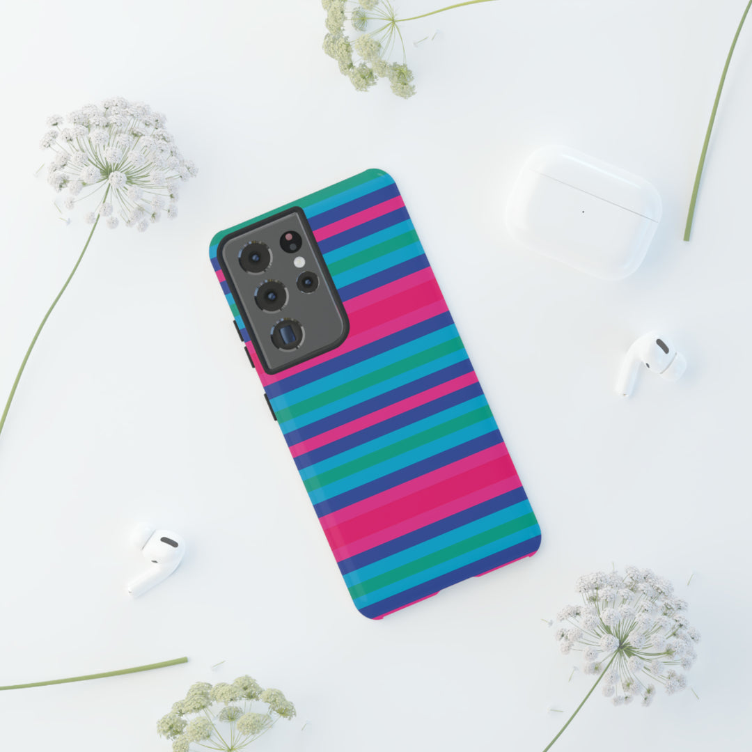 Cute Samsung Phone Case | Aesthetic Samsung Phone Case | Stripes Blue Pink | Galaxy S23, S22, S21, S20 | Luxury Double Layer | Cool - Studio40ParkLane