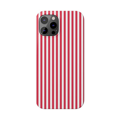 Slim Red Winterberry Striped Cute Phone Case for Iphone 16 - | iPhone 15 Pro Max Case | iPhone 14 Case 13 12 11 10 9 8 7 X XS Gift for Her