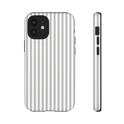 Tough Premium Ash Grey Stripes Phone Case Gift for Her - For Apple iPhone 16 Pro Max 16e iPhone 15 Pro iPhone Iphone 14 Plus 13 Pro 12 SE XR - Studio40ParkLane