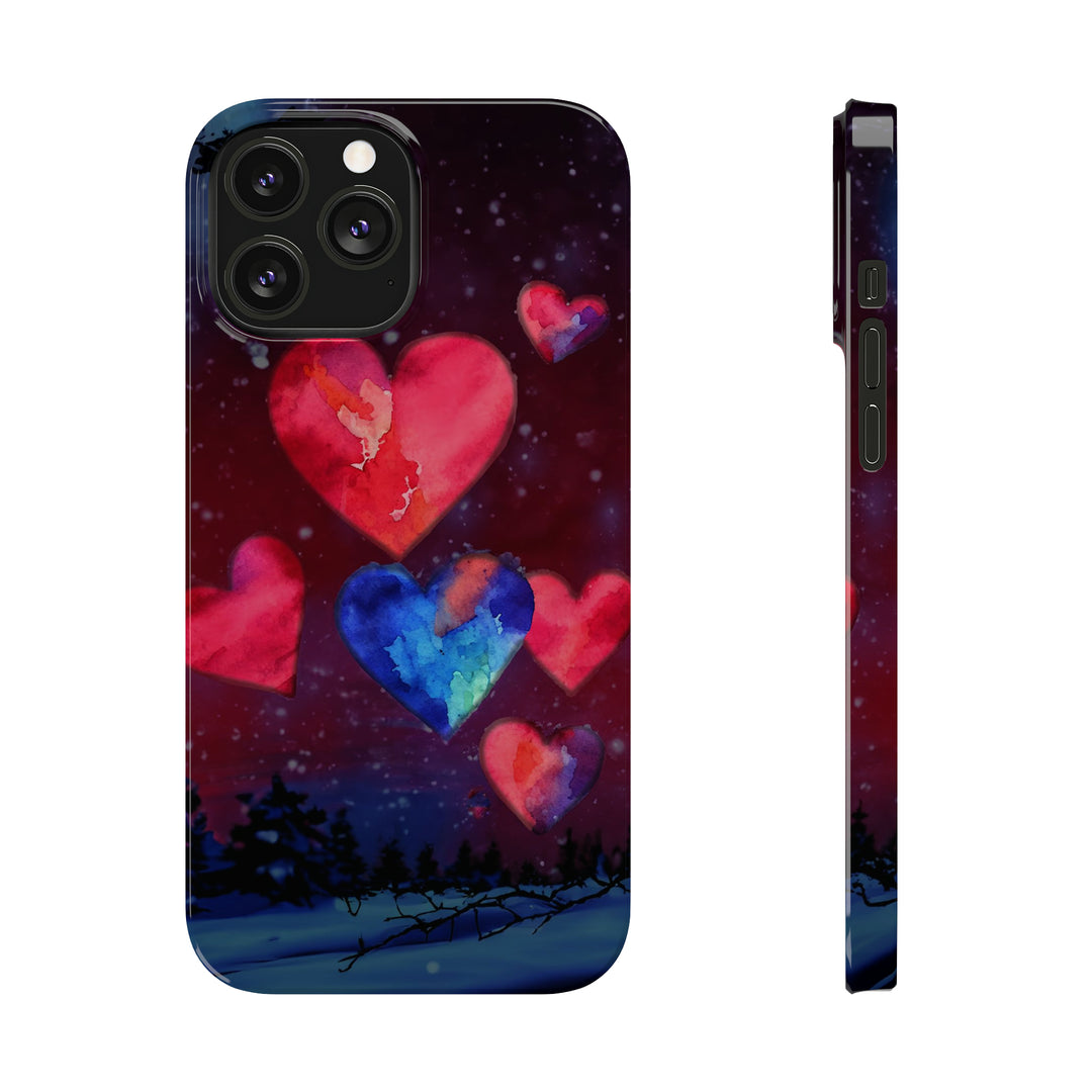 Slim Cute Phone Cases for Iphones - | iPhone 15 Case | iPhone 15 Pro Max Case, Iphone 14 Case, Iphone 14 Pro Max, Iphone 13, Night Sky Hearts Love - Studio40ParkLane