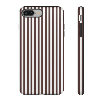 Tough Premium Brown Stripes Phone Case Gift for Her - For Apple iPhone 16 Pro Max 16e iPhone 15 Pro iPhone Iphone 14 Plus 13 Pro 12 SE XR - Studio40ParkLane
