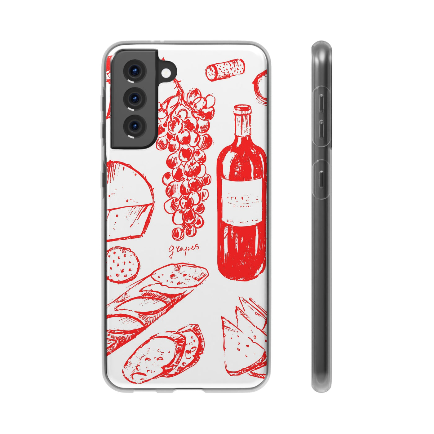 Cute Flexi Phone Cases, French Food Wine Red, Compatible with Samsung Galaxy S23, Samsung S22, Samsung S21, Samsung S20, Galaxy S20 Ultra