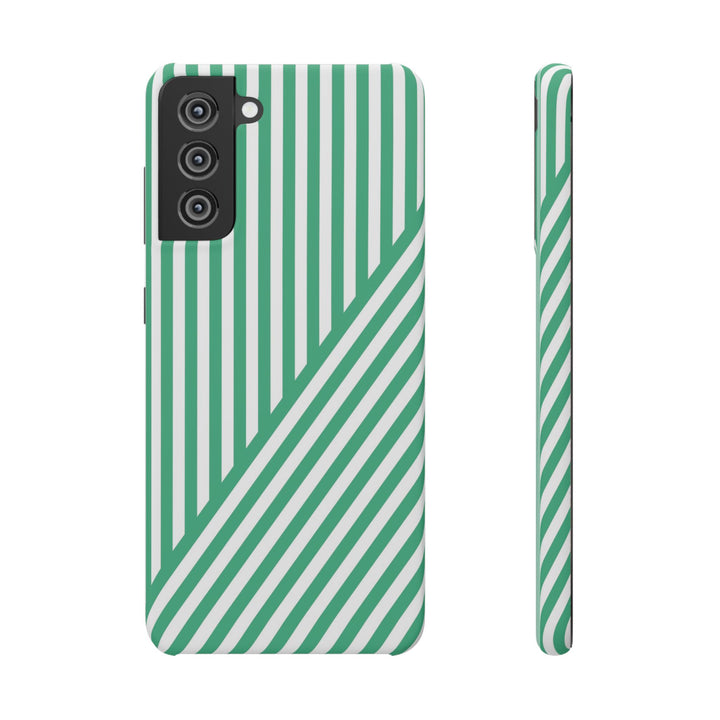 Aesthetic Emerald Stripes Cute Phone Case Sleek Snap - For iPhone 17 Pro Max iPhone 16 Pro iPhone 15 Iphone 14 Plus 13 Pro 12 11 10 Gift