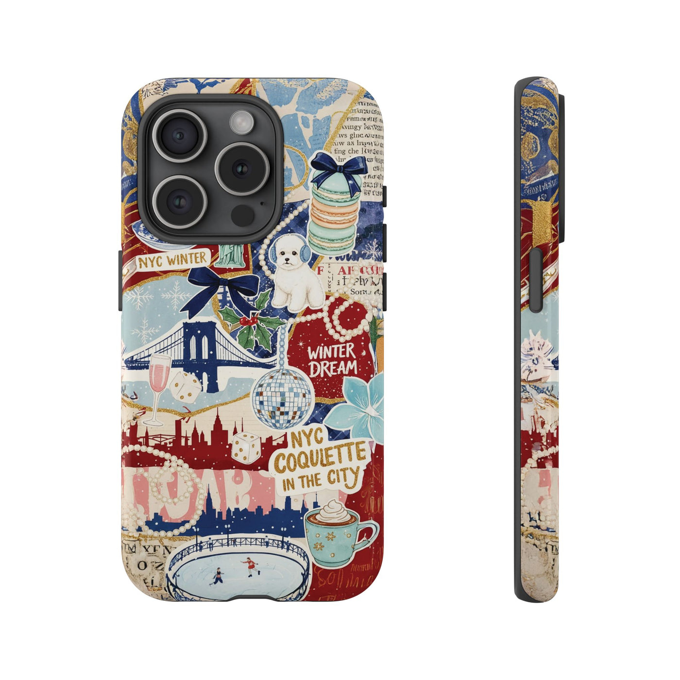 New York Winter Coquette Collage Tough Premium Phone Case - For iPhone 17 Pro Max iPhone 16 Pro iPhone 15 Iphone 14 Plus 13 Pro 12 11 10 XR