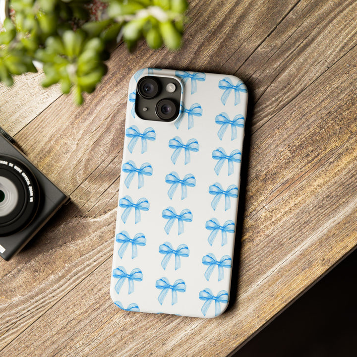 Slim Blue Bows Cute Phone Cases for Iphone 16 Pro Max | iPhone 15 Case | iPhone 15 Pro Max Case, Iphone 14, Iphone 14 Pro Max, Iphone 13 12 11 8 7 - Studio40ParkLane
