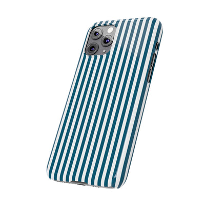 Slim Teal Blue Striped Cute Phone Case for Iphone 16 - | iPhone 15 Pro Max Case | iPhone 14 Case Iphone 13 12 11 10 9 8 7 X XS Gift for Her - Studio40ParkLane