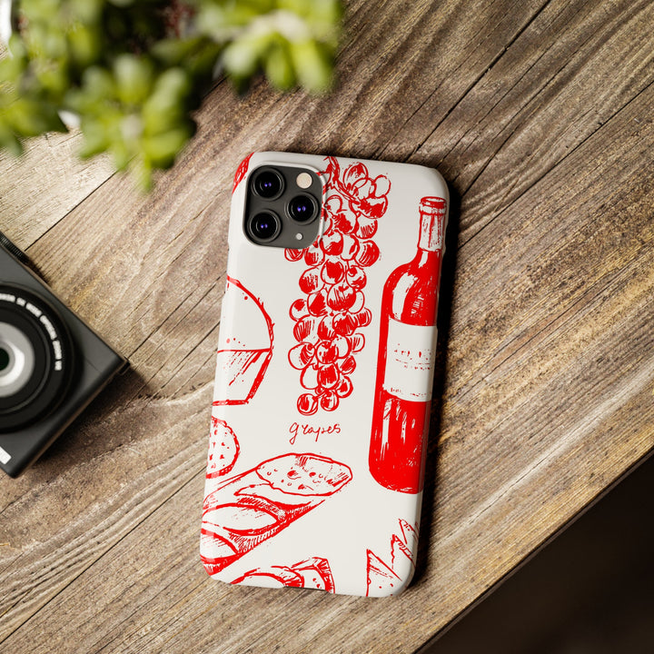 Slim Cute Phone Cases for Iphone | iPhone 15 Case | iPhone 15 Pro Max Case, Iphone 14, Iphone 14 Pro Max, Iphone 13, French Food Wine Red - Studio40ParkLane