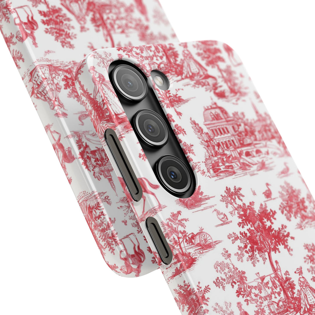 Snap French Toile Personalized Initial Custom Gift for Her Cute Phone Cases for Samsung S24, S23, S22, S21, S20, Plus and Ultra and Iphone, 16, 15, 14, 13, 12, 11. 10 - Studio40ParkLane