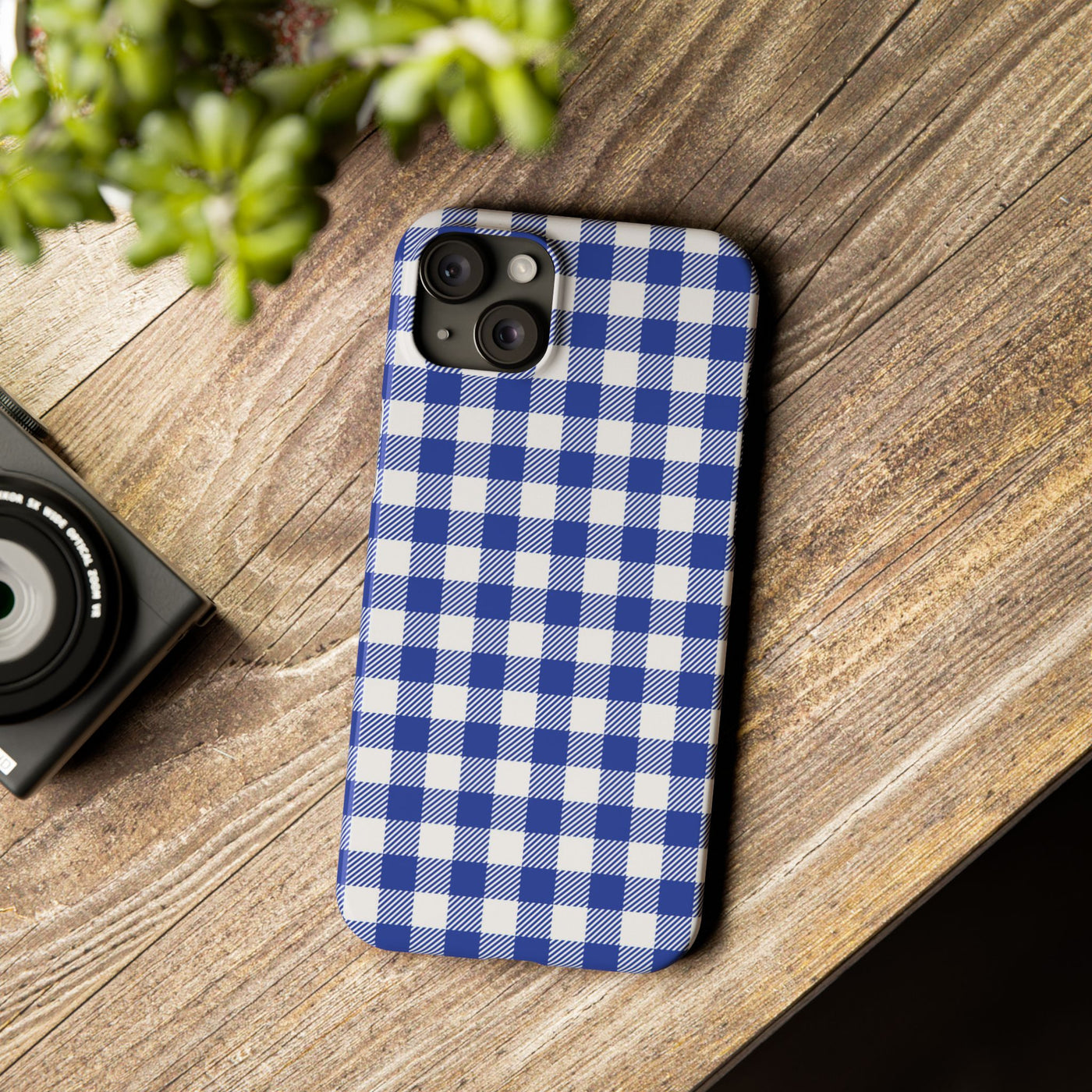 Slim Blue Gingham Gift for Her Cute Phone Cases for Iphone 16 Pro Max | iPhone 15 Case | iPhone 15 Pro Max Case, Iphone 14, 13, 12, 11, 10, 8, 7