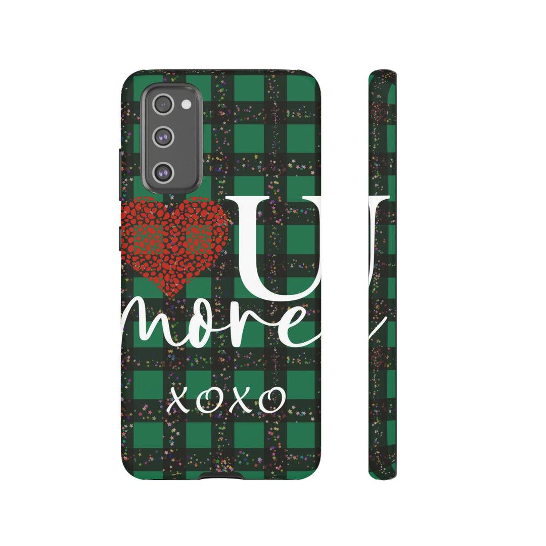 Cute Samsung Phone Cases, Designer Samsung Galaxy S23 Phone Case, Samsung S22 Case, Samsung S21 Case, Samsung S20 Case, Green Plaid Love You - Studio40ParkLane
