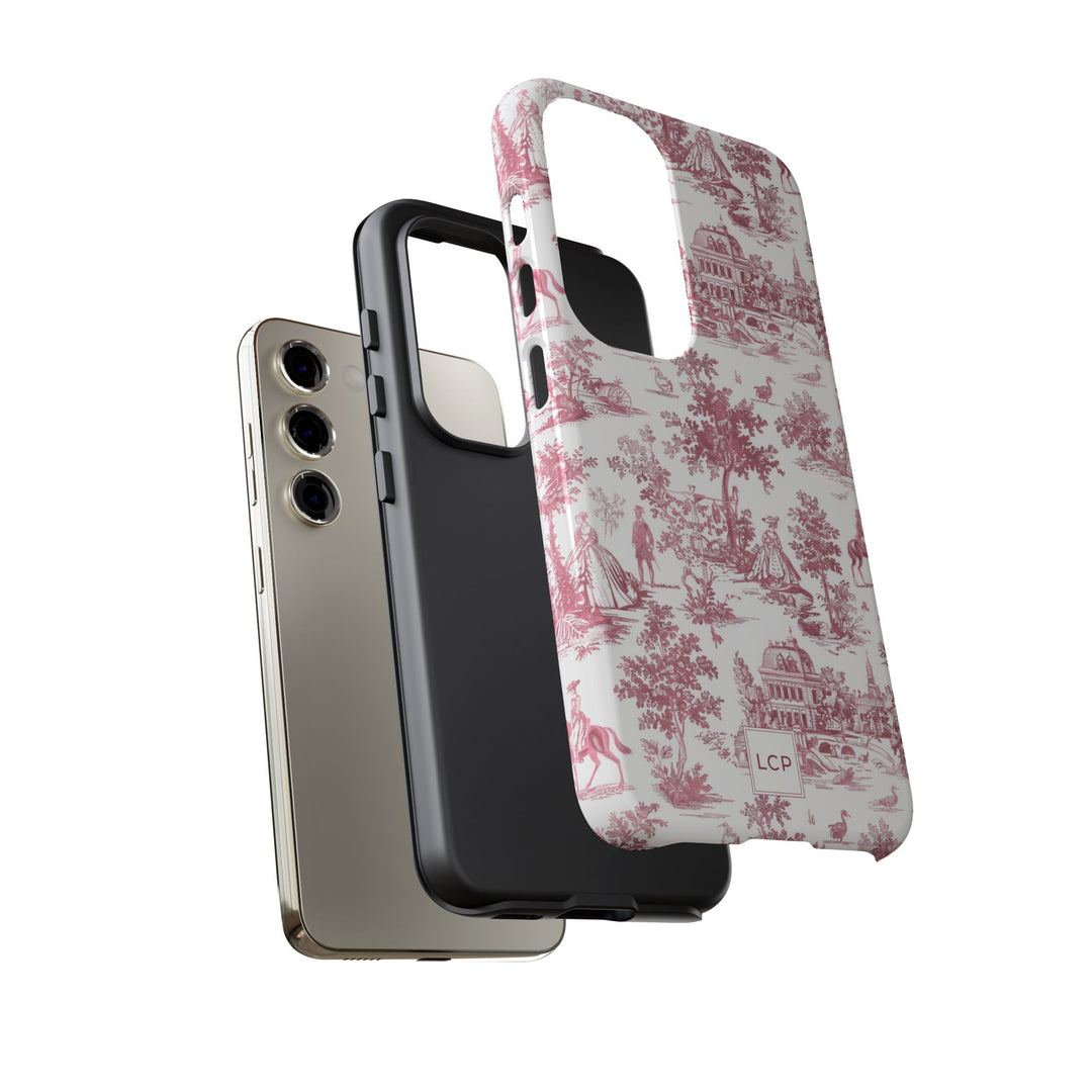 Personalized Custom French Toile Tough Cute Phone Case For Apple iPhone 18, 17, 16, 15 14, Pro Max, Samsung Galaxy S26, S25, S24 Plus Ultra