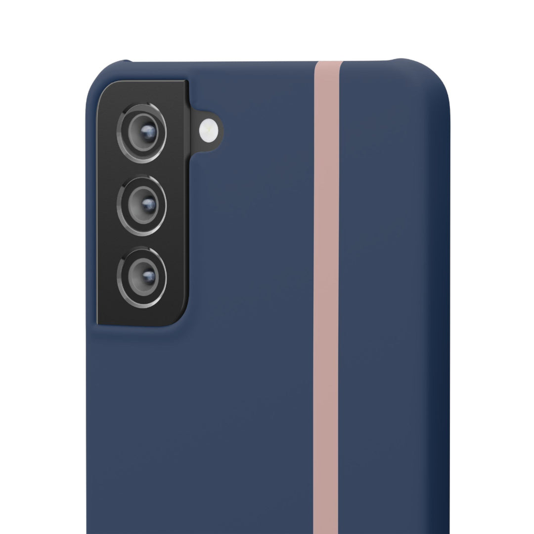 Sleek Navy Blue Pink Stripe Snap Phone Case for iPhone 18 17 16 15 14 13 Pro Max, Samsung Galaxy S26 S25 Ultra Lightweight Cute Phone Case - Studio40ParkLane