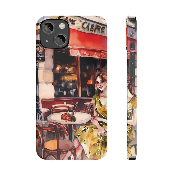 Slim Cute Phone Cases for Iphone - | iPhone 15 Case | iPhone 15 Pro Max Case, Iphone 14 Case, Iphone 14 Pro Max, Iphone 13, Paris Cafe Coffee Croissant - Studio40ParkLane