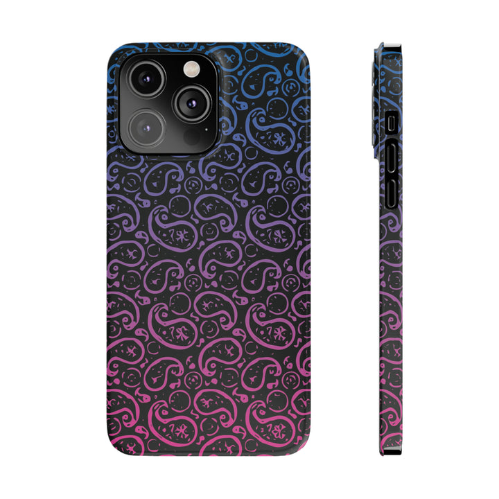 Slim Cute Phone Cases for Iphone - | iPhone 15 Case | iPhone 15 Pro Max Case, Iphone 14 Case, Iphone 14 Pro Max, Iphone 13, Paisley Blue Pink Black - Studio40ParkLane