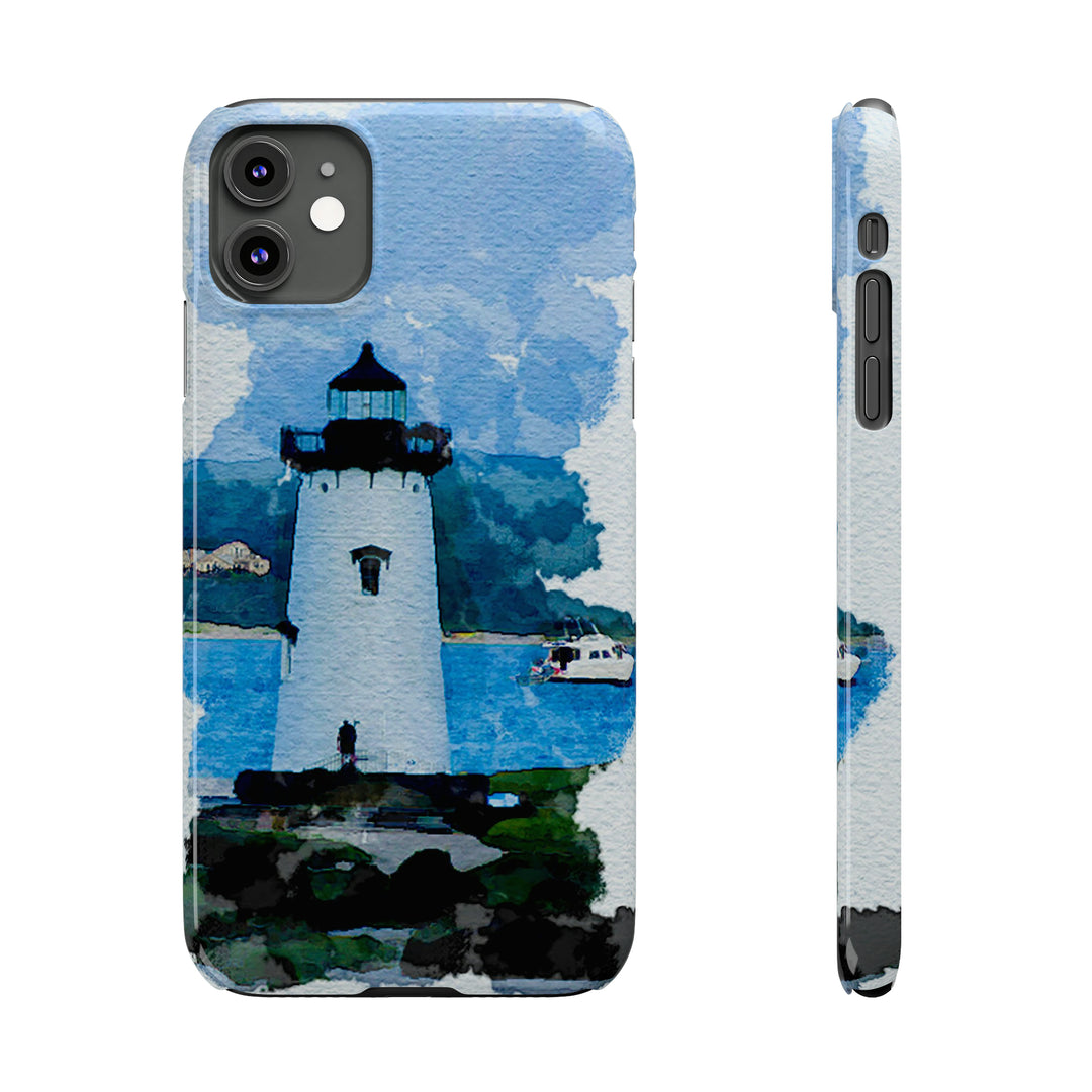 Slim Cute Phone Cases for Iphone - | iPhone 15 Case | iPhone 15 Pro Max Case, Iphone 14 Case, Iphone 14 Pro Max, Iphone 13, Beach Lighthouse Blue - Studio40ParkLane