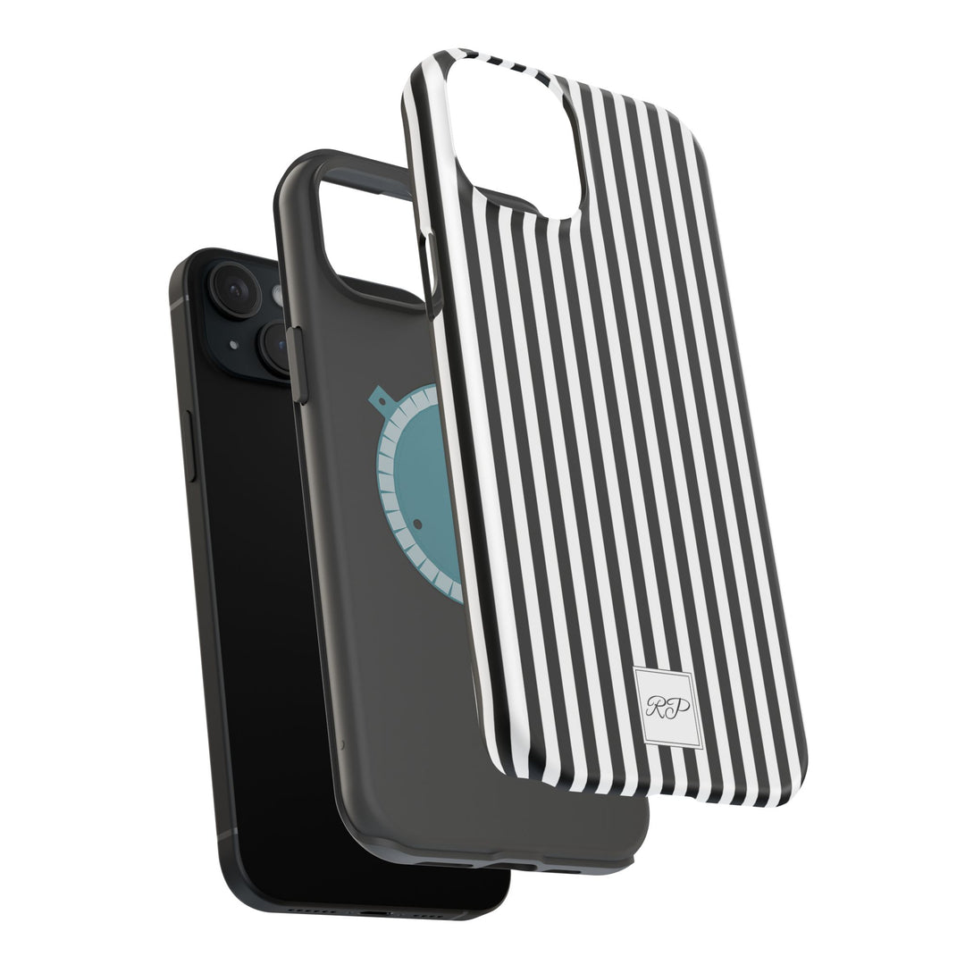 Custom Personalized Black White Striped Magsafe Phone Case for Iphone 17 - | iPhone 16 Pro Max Case | iPhone 15 Case Iphone 14 13 12 11 10 - Studio40ParkLane