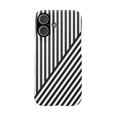 Aesthetic Black White Stripes Cute Phone Case Sleek Snap - For iPhone 17 Pro Max iPhone 16 Pro iPhone 15 Iphone 14 Plus 13 Pro 12 11 10 Gift - Studio40ParkLane