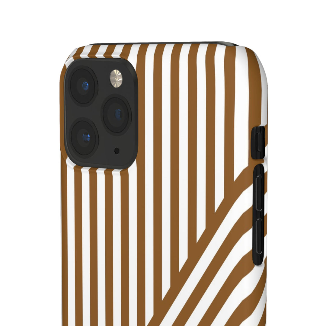 Aesthetic Mocha Brown Stripes Cute Phone Case Sleek Snap - For iPhone 17 Pro Max iPhone 16 Pro iPhone 15 Iphone 14 Plus 13 Pro 12 11 10 Gift - Studio40ParkLane