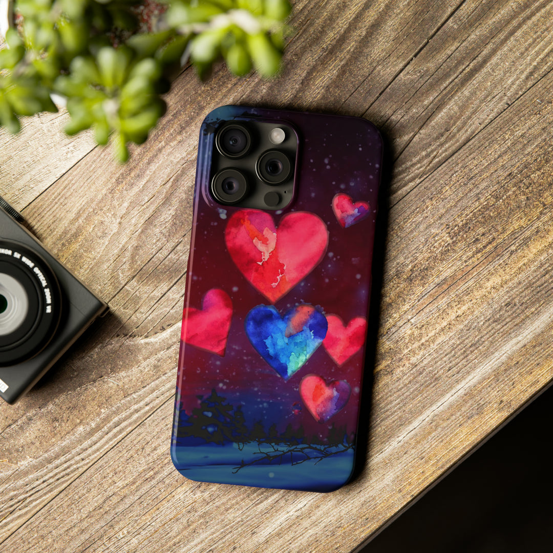 Slim Cute Phone Cases for Iphones - | iPhone 15 Case | iPhone 15 Pro Max Case, Iphone 14 Case, Iphone 14 Pro Max, Iphone 13, Night Sky Hearts Love - Studio40ParkLane