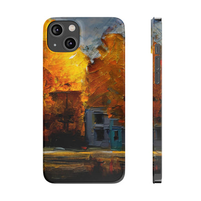 Slim Cute Phone Cases for Iphone - | iPhone 15 Case | iPhone 15 Pro Max Case, Iphone 14 Case, Iphone 14 Pro Max, Iphone 13, Fall Leaves Oil Paint Effect